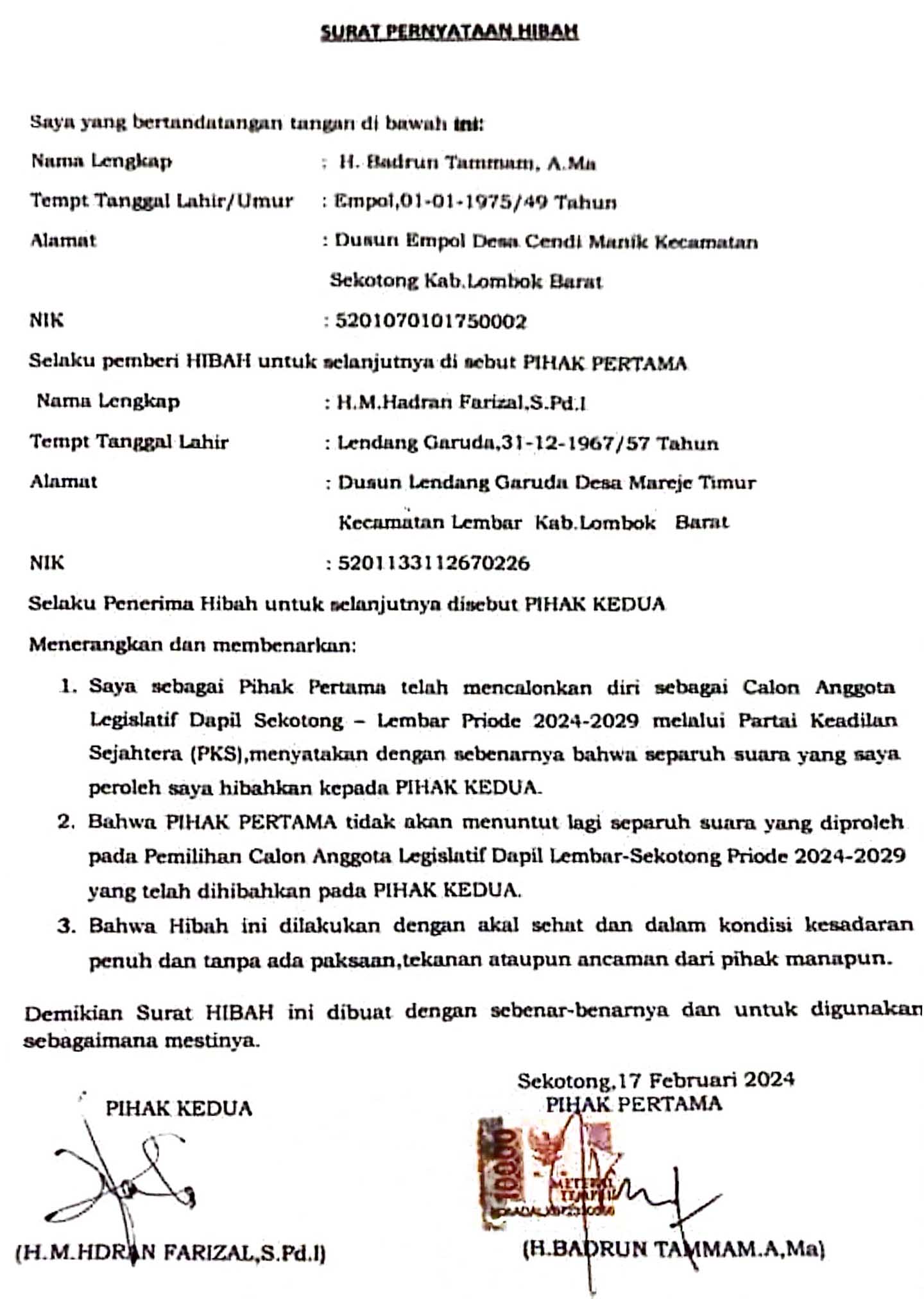 Waduh, Caleg PKS Ungkap Adanya Surat Hibah Suara: Ini Perbuatan Melawan Hukum!