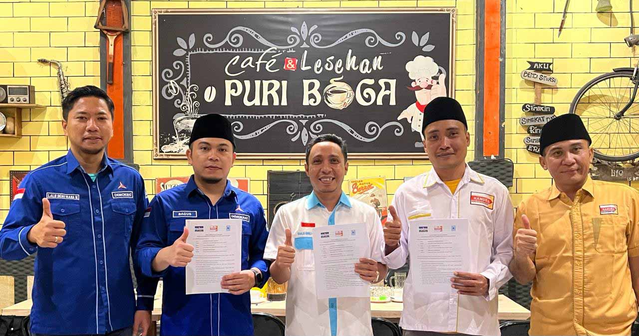 Bangun Kekuatan Baru di Lombok Tengah, 3 Parpol Teken Kontrak Koalisi di Pilkada 2024